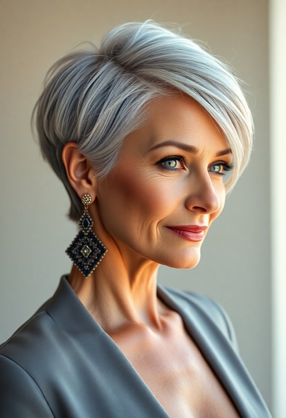 chic side parted pixie