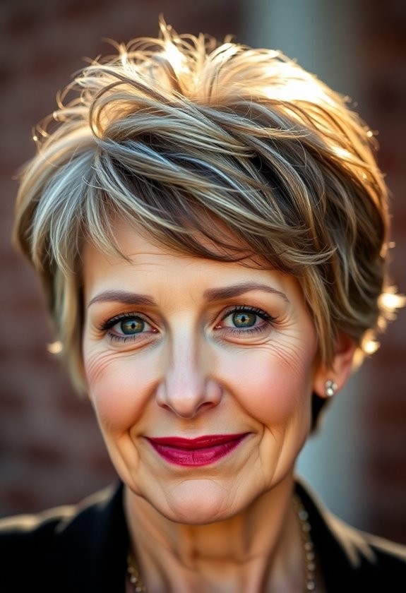 messy highlighted pixie cut