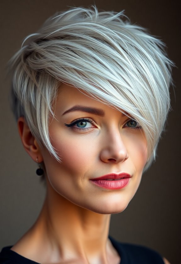 stylish feathered pixie cut