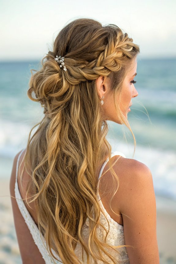 stylish half up hairstyle waves
