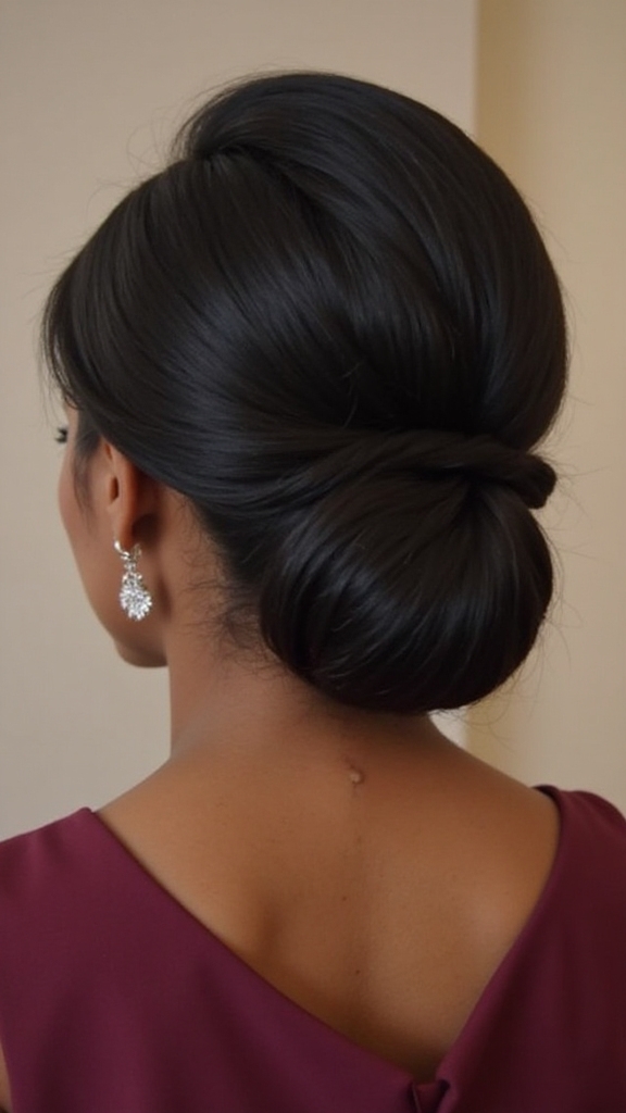 sleek polished low bun
