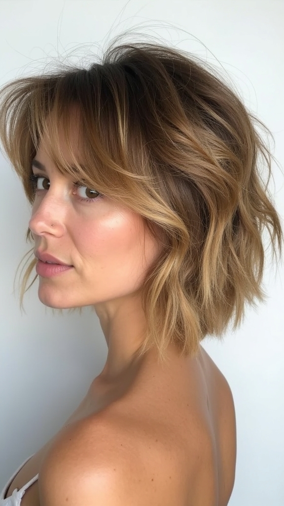 bobbed shag with bangs