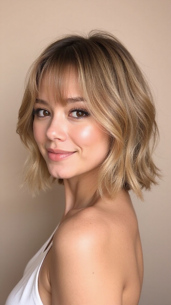 flattering side swept lob hairstyle