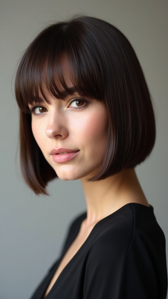trendy chin length bangs haircut
