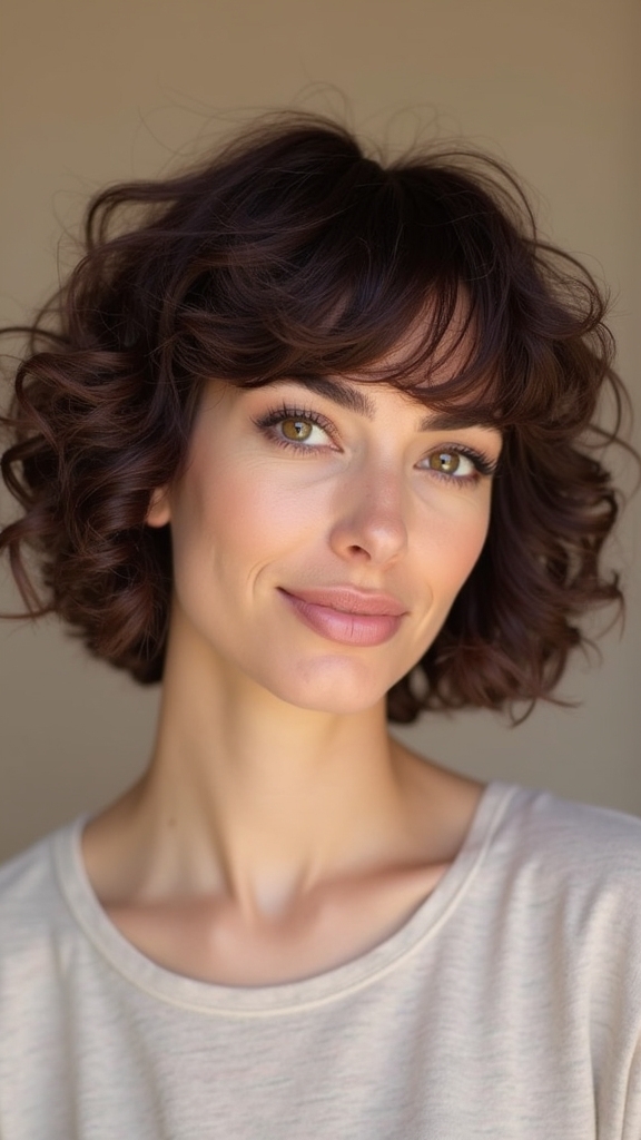 vibrant curly shag style