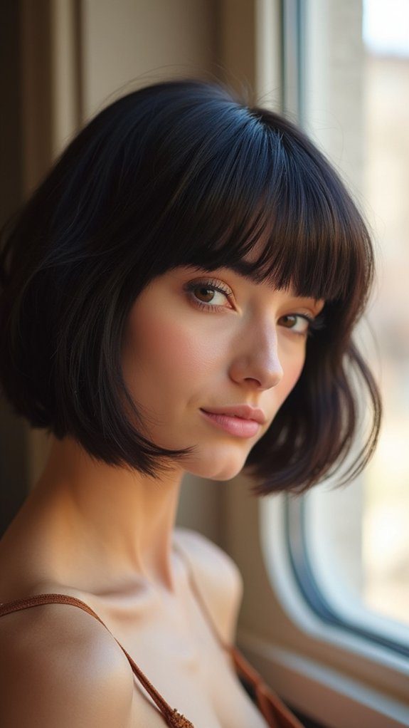 elegant side swept bangs