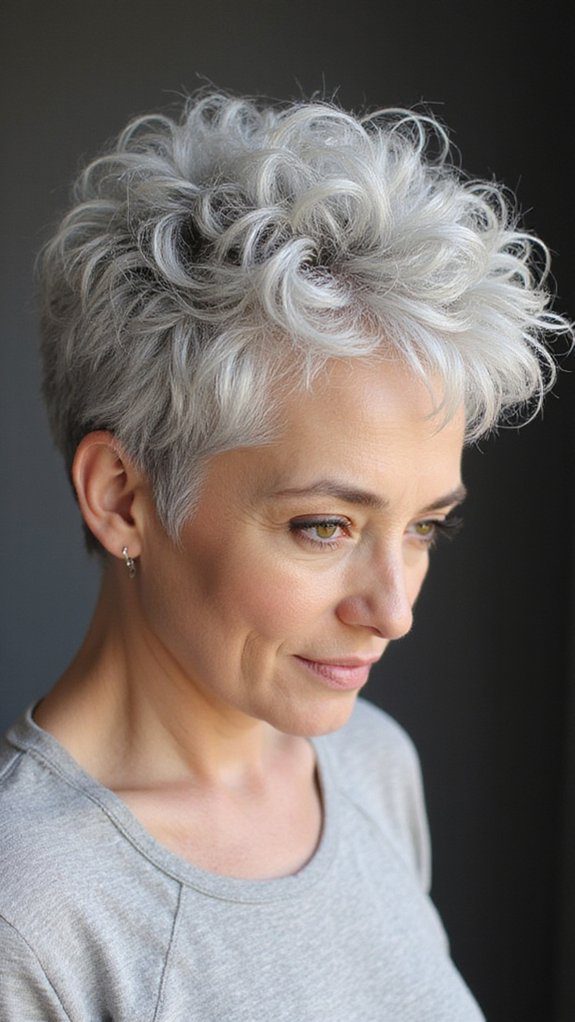 voluminous curly pixie style