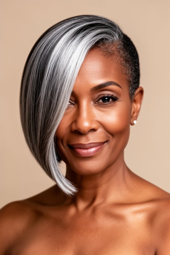 bold face framing asymmetrical bob