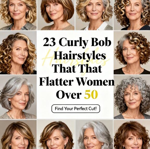 flattering curly bobs over50