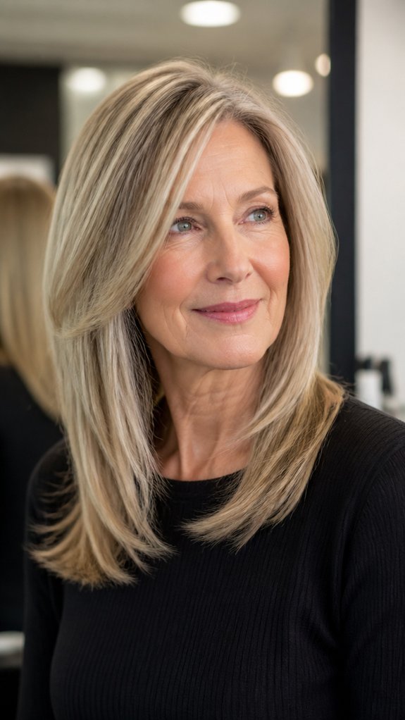 angled long face framing cut