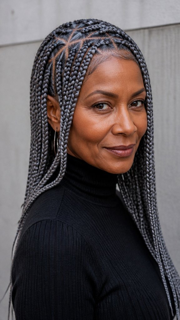 ashy gray triangle braids