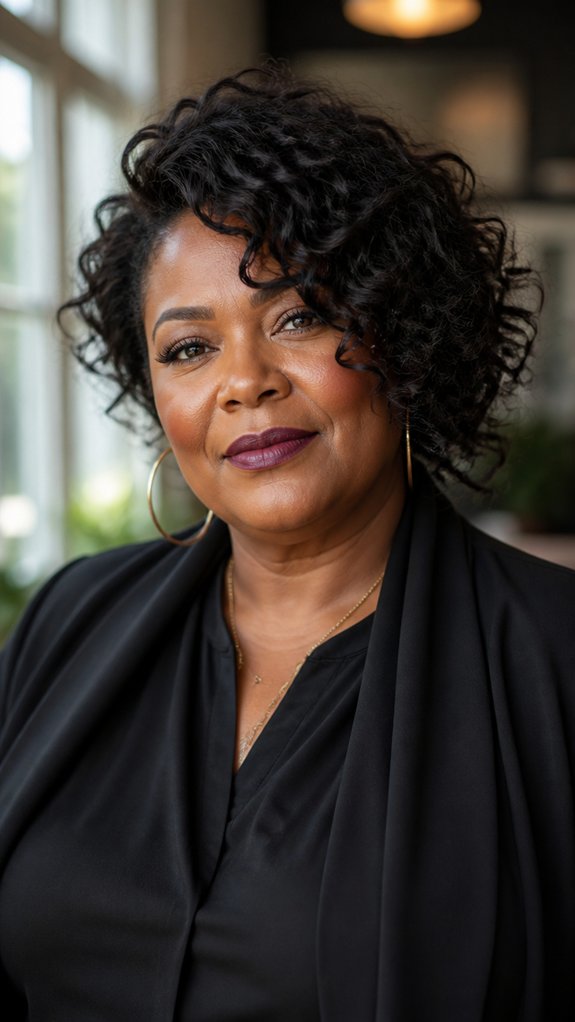 asymmetrical curly bob confidence