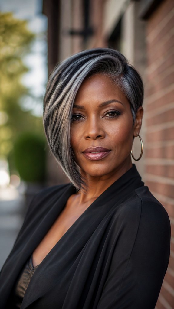 asymmetrical silver bob statement