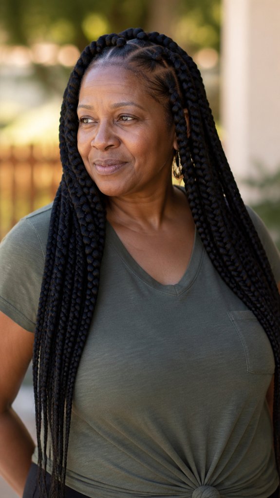 bold low maintenance goddess braids