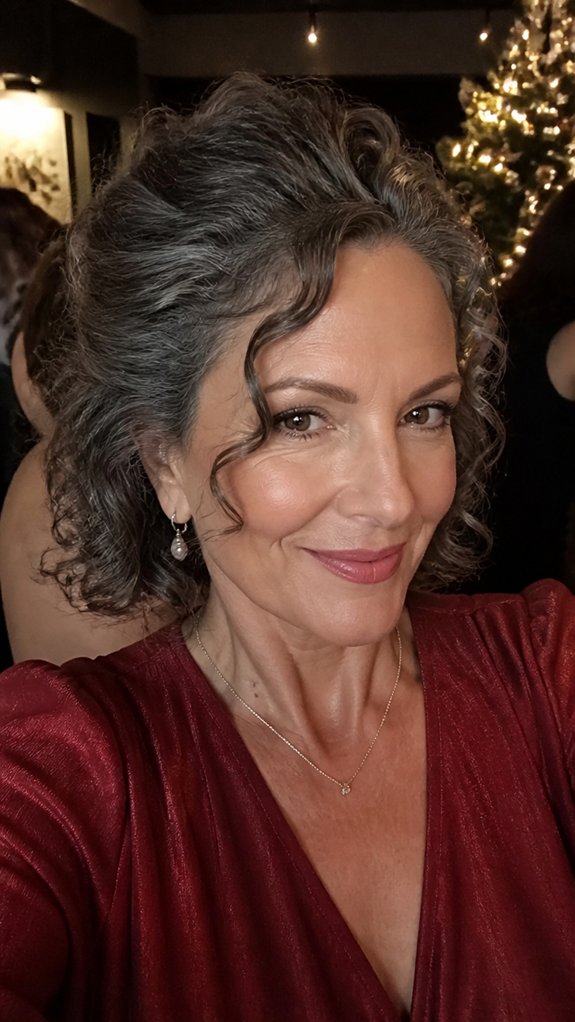 chic half up face framing curls