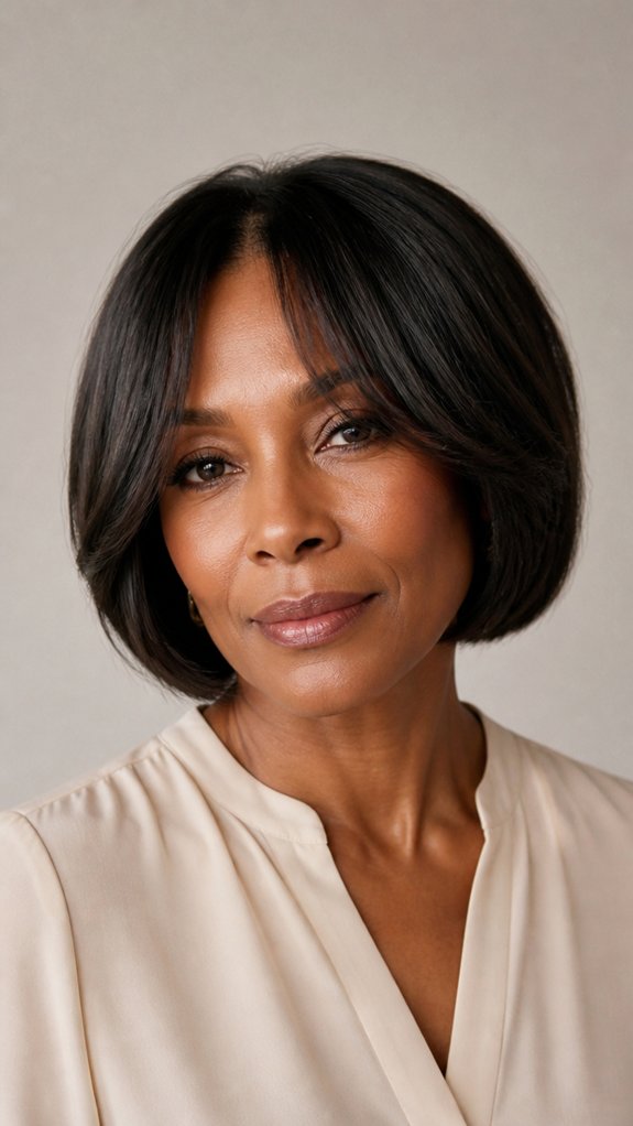 chin length bob with curtain bangs