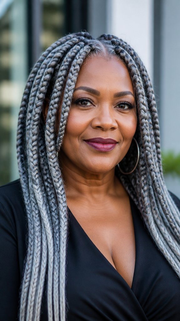 chunky gray jumbo braids