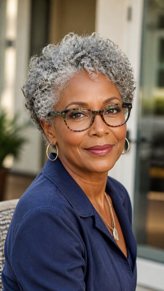 cropped curly fro with glasses