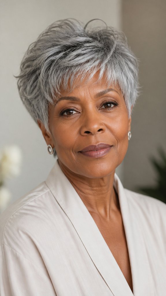 cropped smoky silver shag