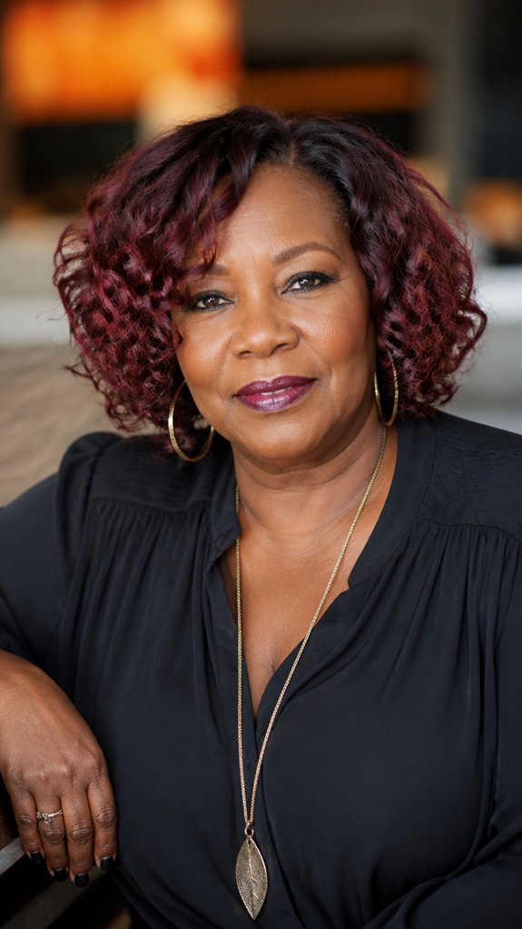 curly bob with color pop