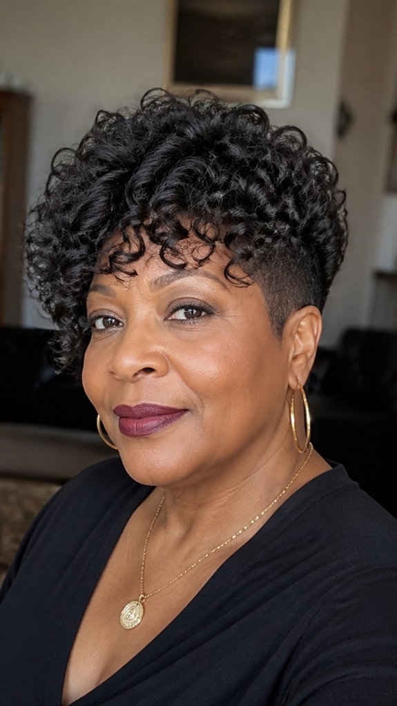 curly bob with faded sides