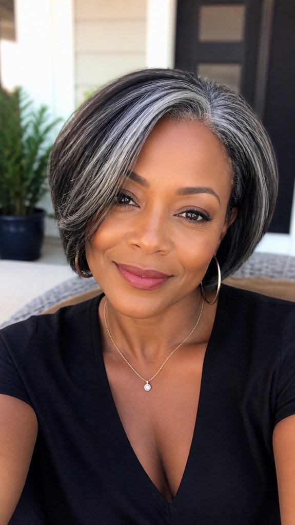 deep side parted textured bob