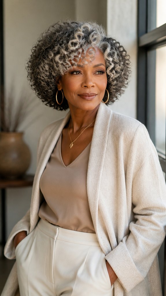 defined low maintenance curly bob