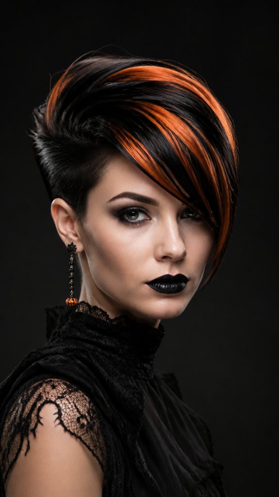 dramatic textured side swept bangs