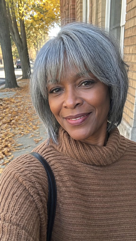 fringe frames youthful gray hair