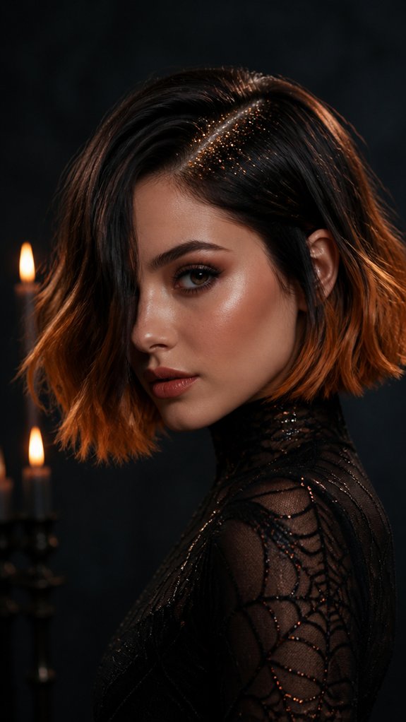 glittered roots for bob