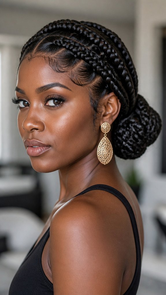 goddess braids low bun