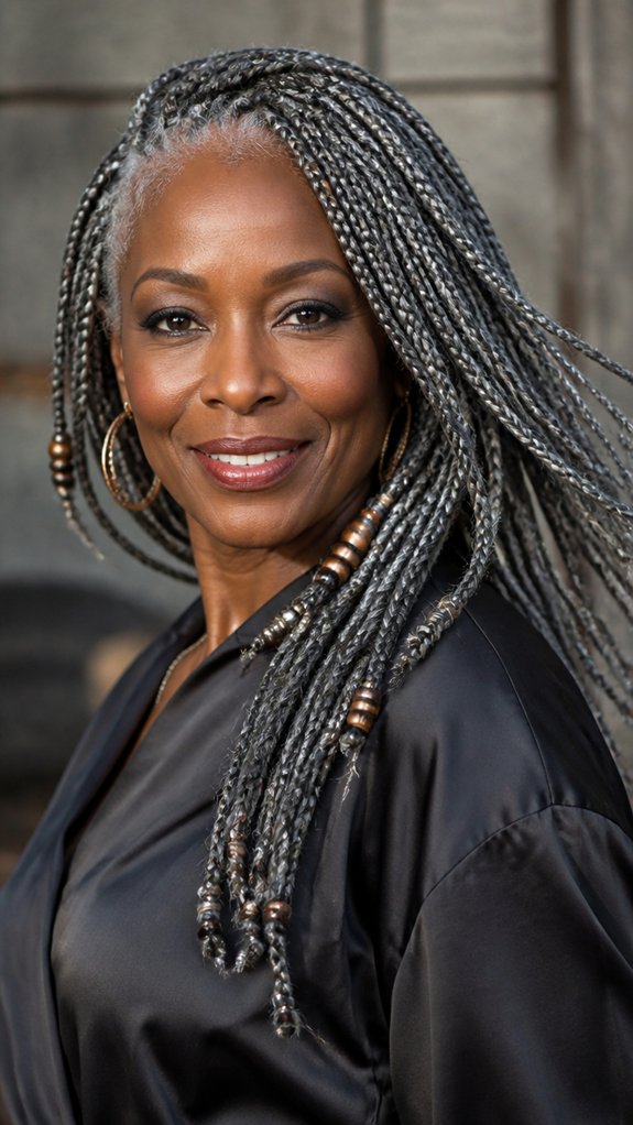 gray beaded braids sway