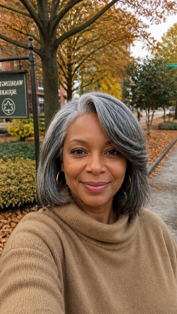 gray collarbone cut styling