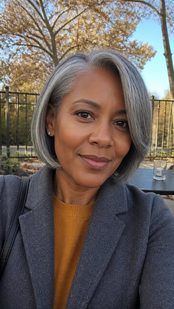 gray sleek bob styling