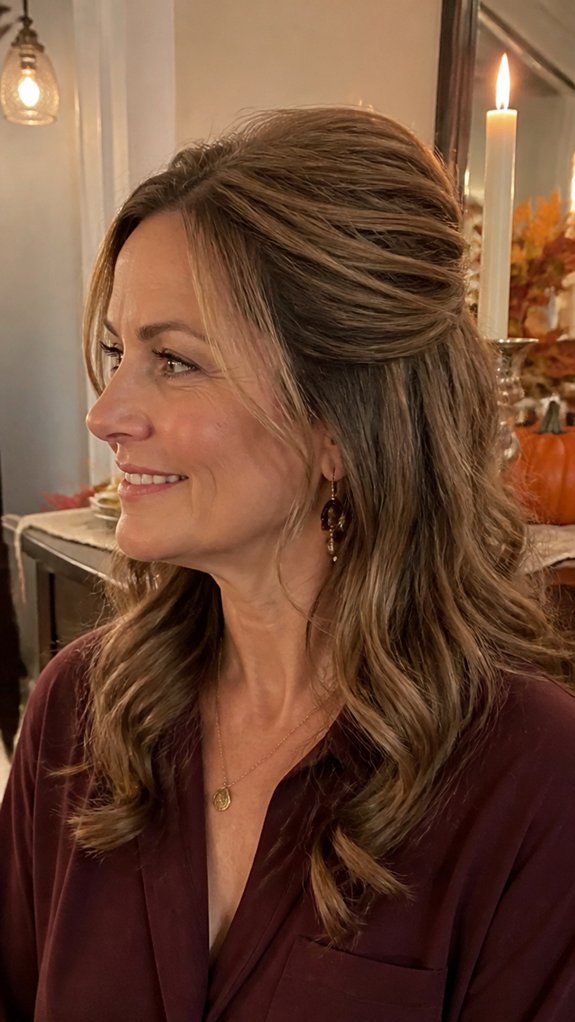 half up teased crown twist
