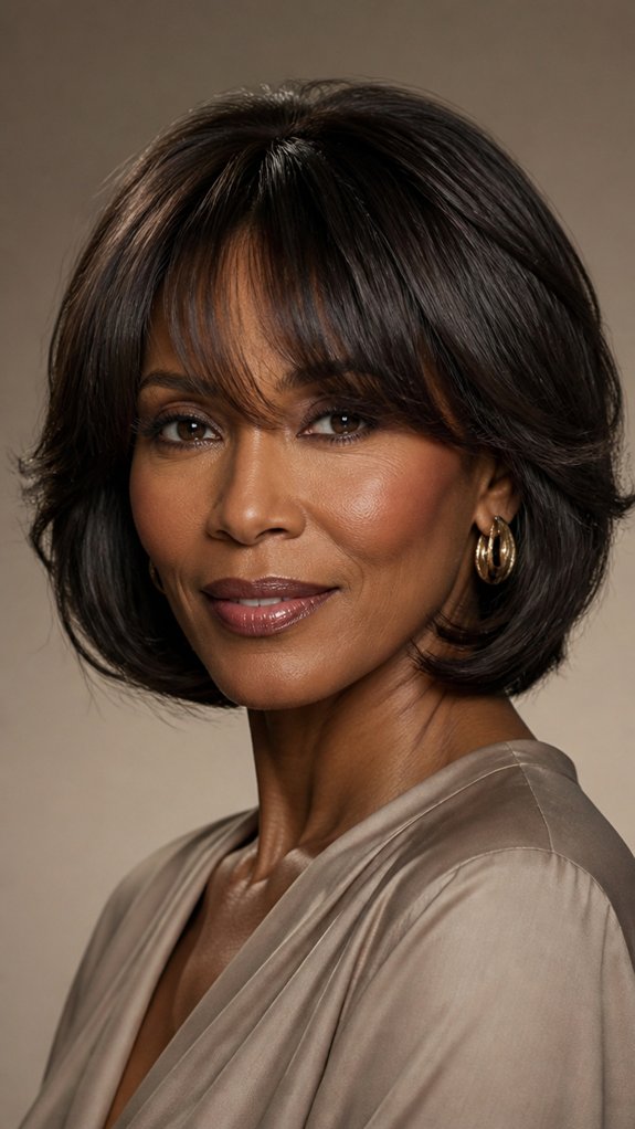 layered bob with curtain bangs