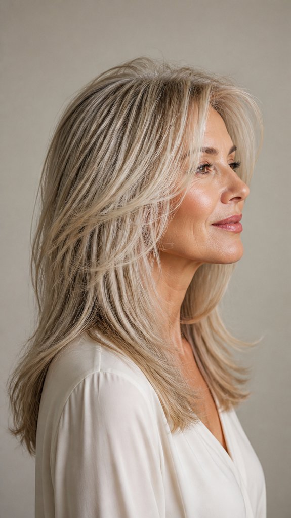 long feathered layers lifted roots