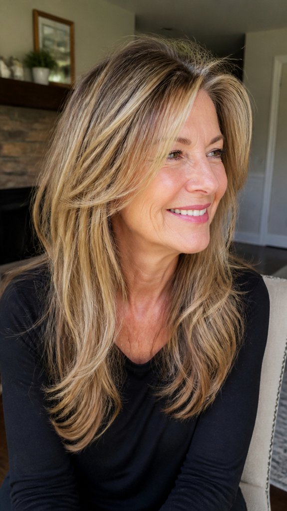 long layered haircut adds volume