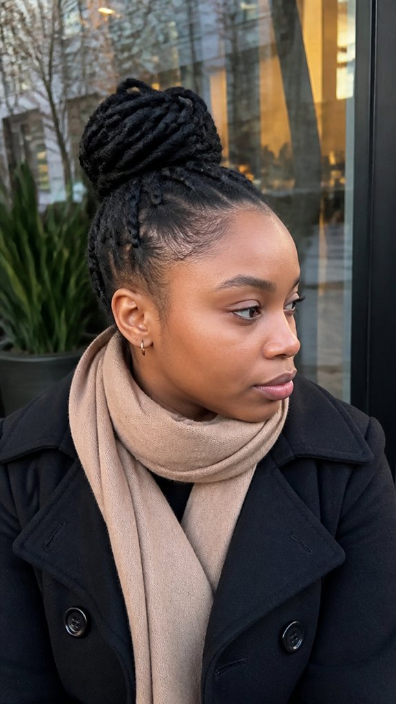 long protective twisted crown bun