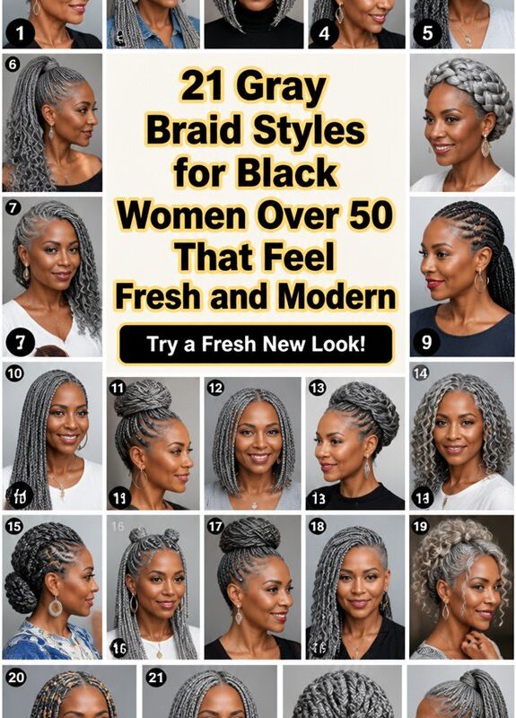 modern gray braids for 50