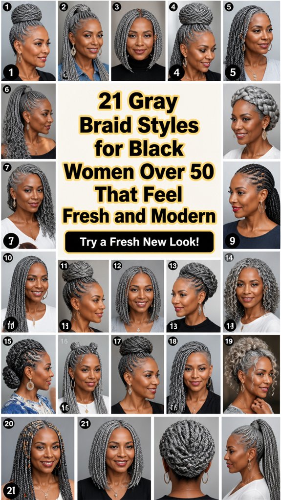 modern gray braids for 50