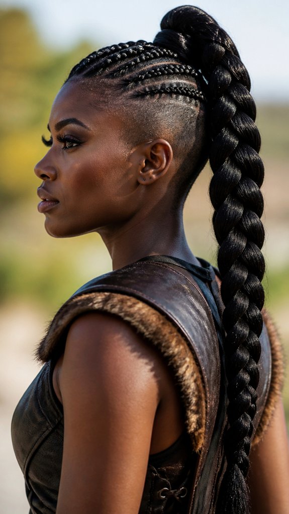 shaved sides high braid