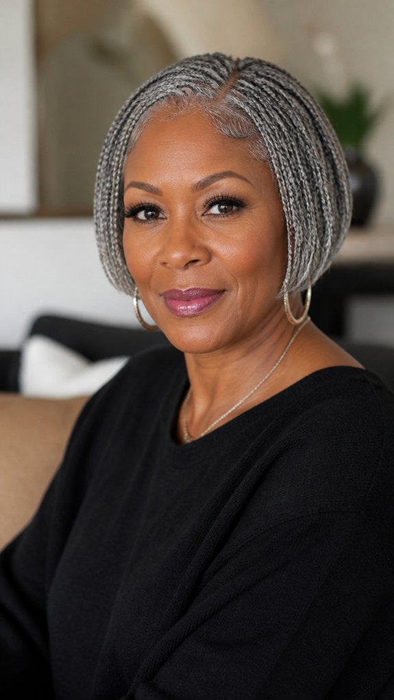 short gray bob braids
