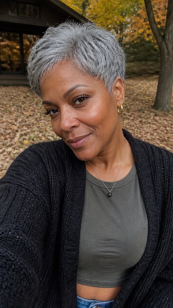 short textured silver pixie