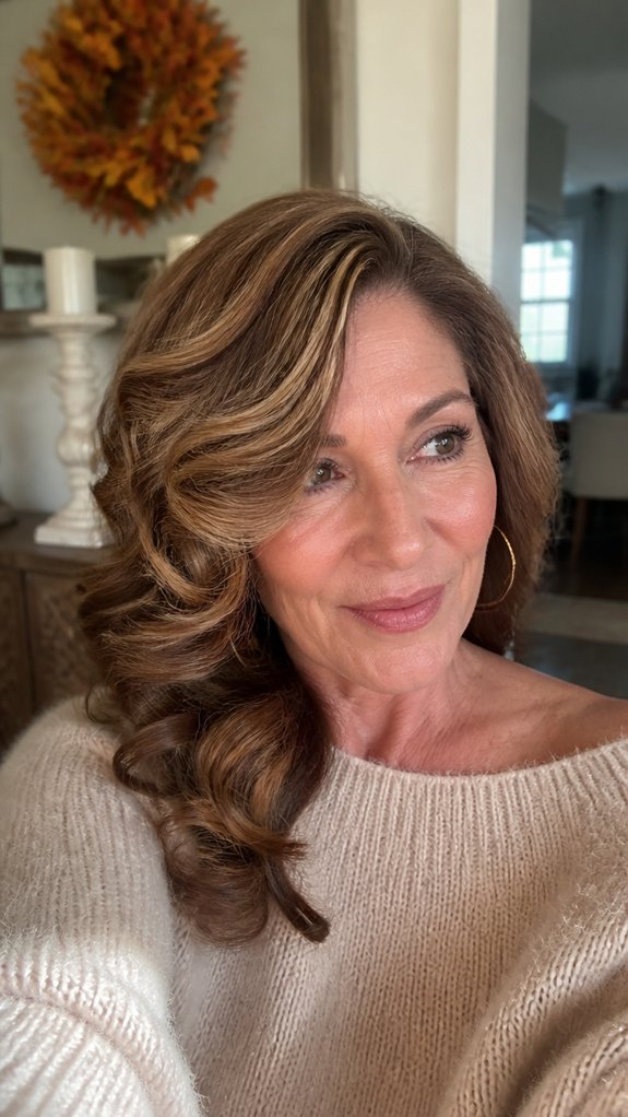 side parted smooth frizz free curls