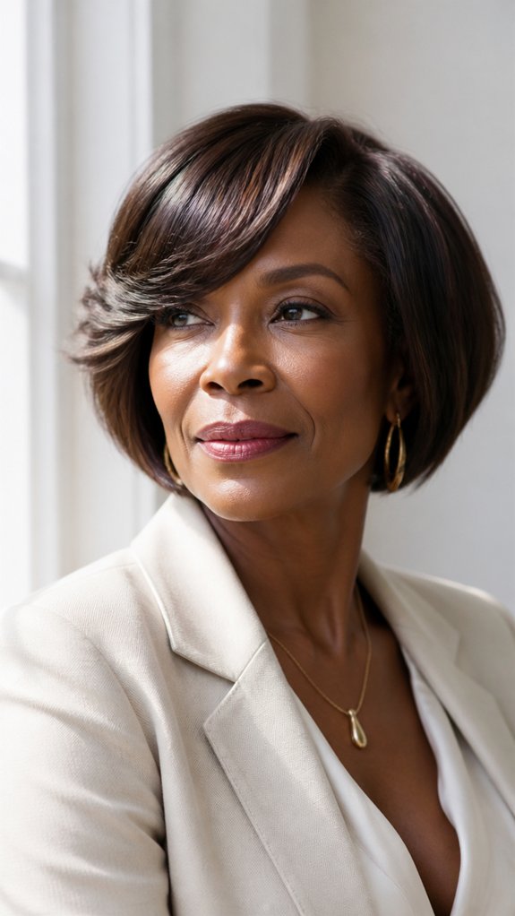 side swept fringe boosts volume