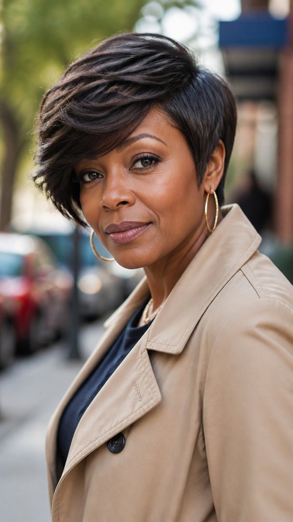 side swept textured pixie bob