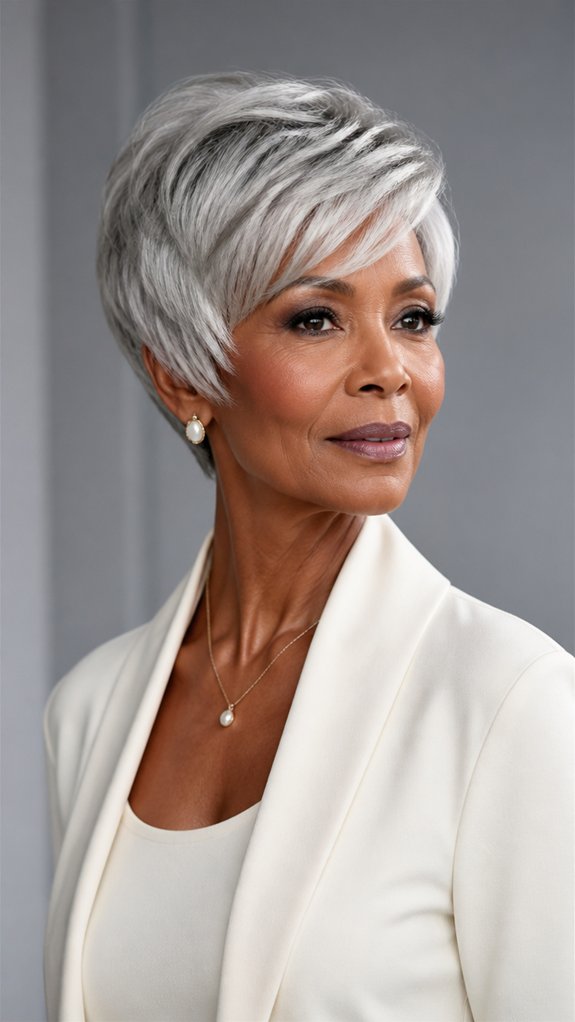 silver pixie bob contrast haircut