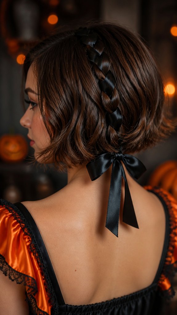 simple ribbon tie back hairstyle