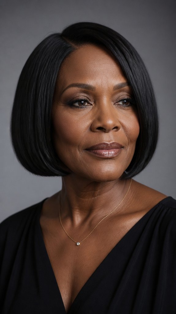 sleek blunt jawline framing bob